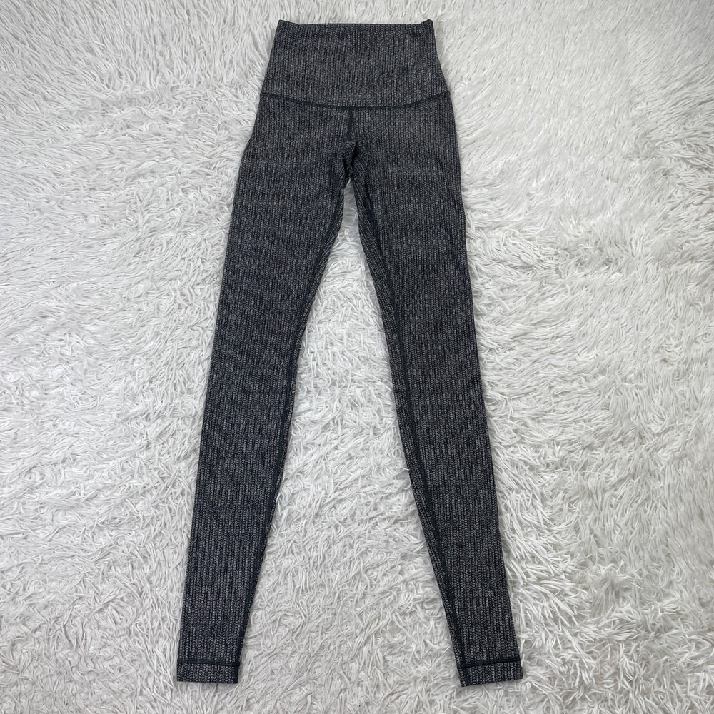 Lululemon Pants‎ Womens 4 Coco Pique Black Wunder Under Roll Down Leggings Yoga